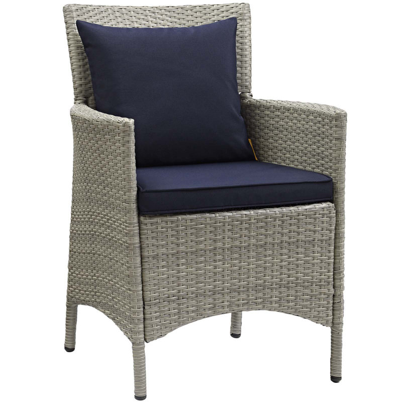 Conduit 49" Light Gray & White Outdoor Wicker Rattan Dining Armchair