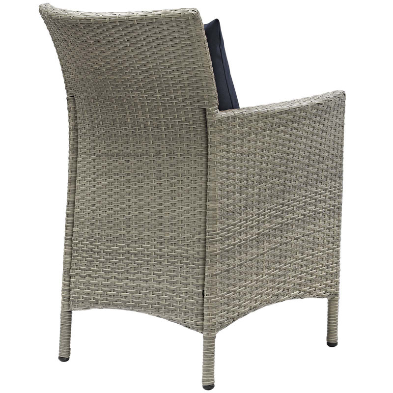 Conduit 49" Light Gray & White Outdoor Wicker Rattan Dining Armchair