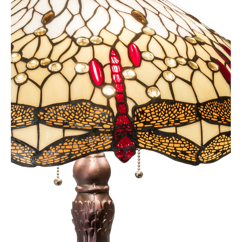 31" Mahogany Bronze Stained Glass Table Lamp