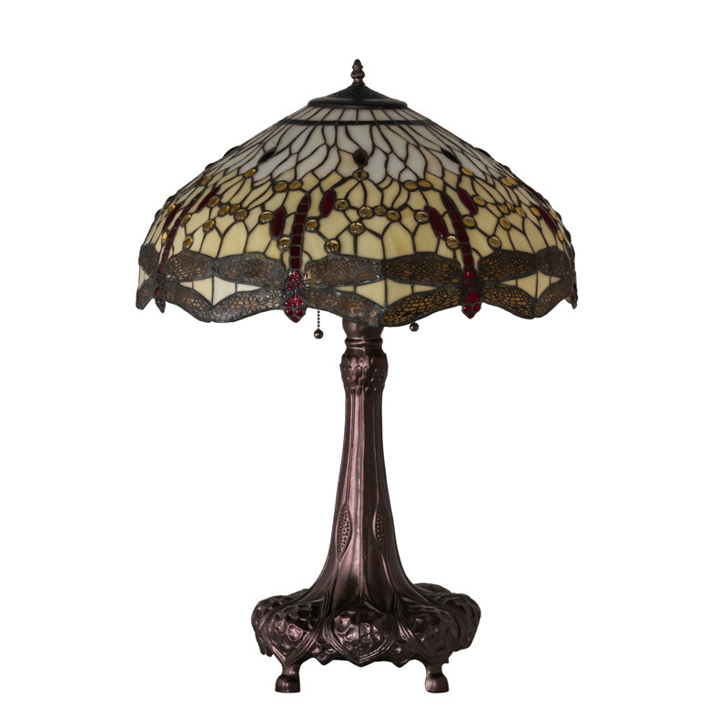 31" Mahogany Bronze Stained Glass Table Lamp