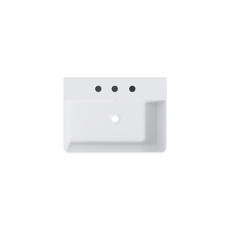 White Ceramic Rectangular Vessel Sink with Overflow