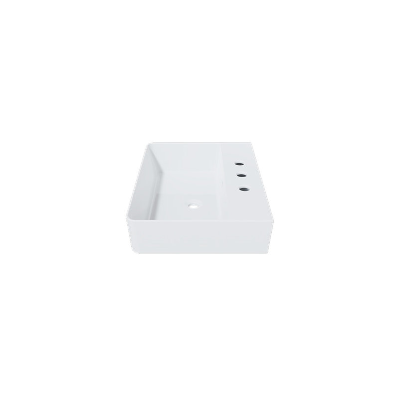 White Ceramic Rectangular Vessel Sink with Overflow