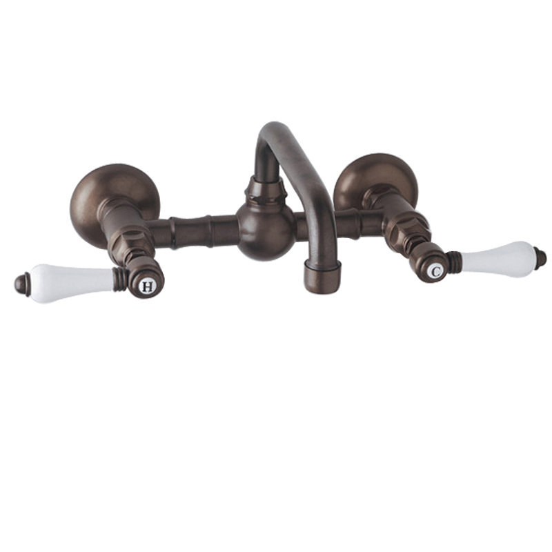 Classic Tuscan Brass Wall-Mounted Centerset Bathroom Faucet
