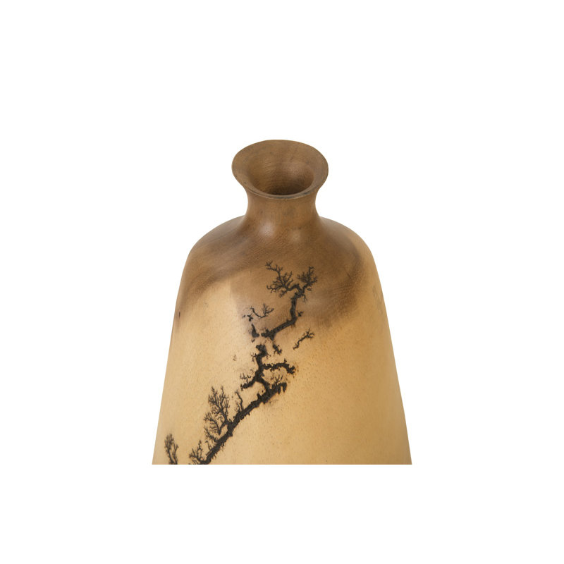 Contemporary 15" Mango Wood Table Vase with Lightning Pattern