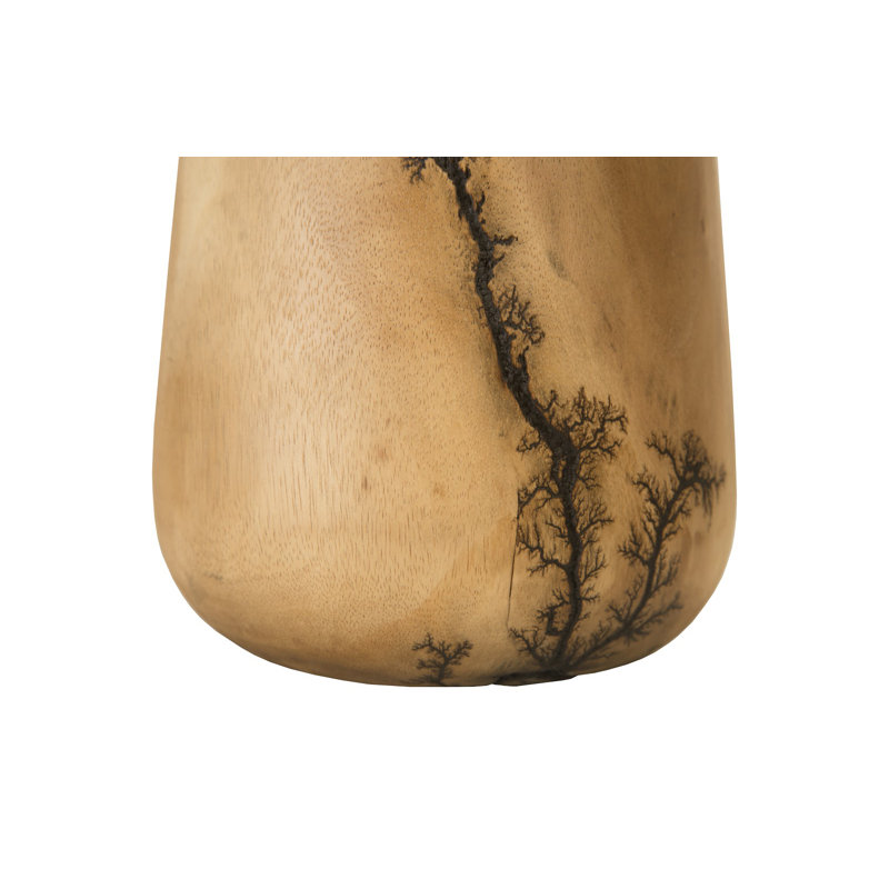 Contemporary 15" Mango Wood Table Vase with Lightning Pattern