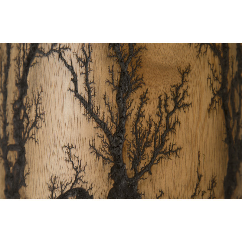 Contemporary Brown 13" Mango Wood Lightning Table Vase