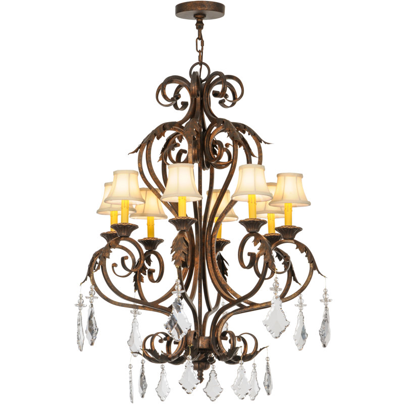 Josephine Gilded Tobacco 8-Light Chandelier with Crystal Accents