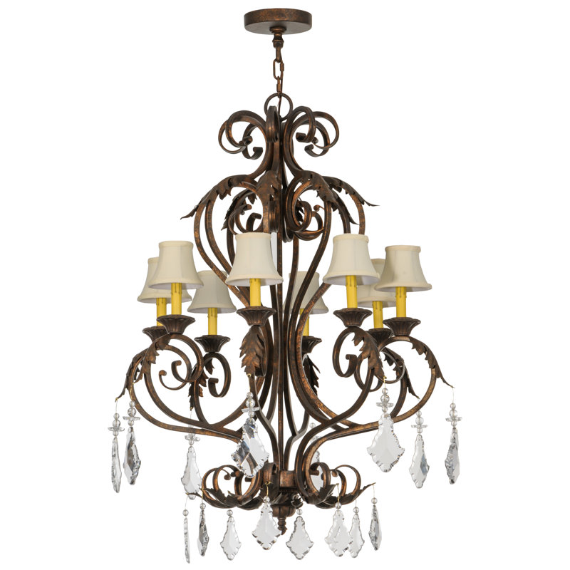 Josephine Gilded Tobacco 8-Light Chandelier with Crystal Accents