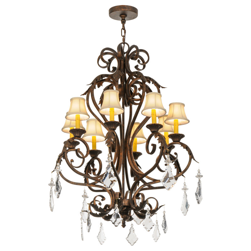 Josephine Gilded Tobacco 8-Light Chandelier with Crystal Accents