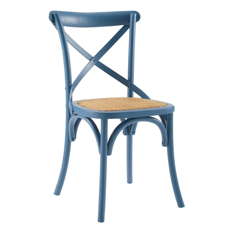 Harbor Rustic Cross-Back Solid Elm Wood Dining Side Chair