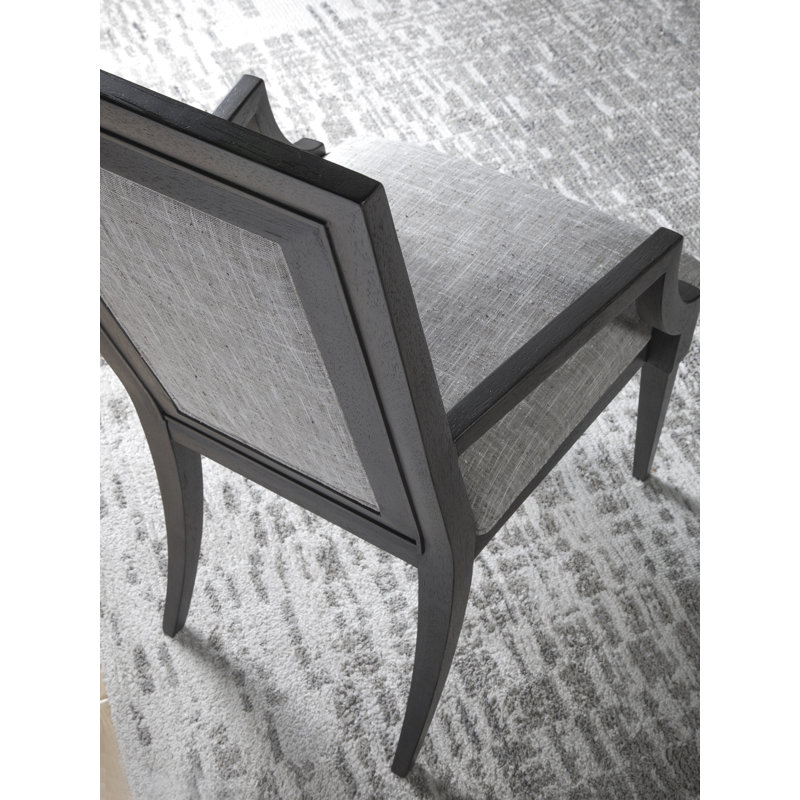 Gray Linen Upholstered Arm Chair with Wood Legs