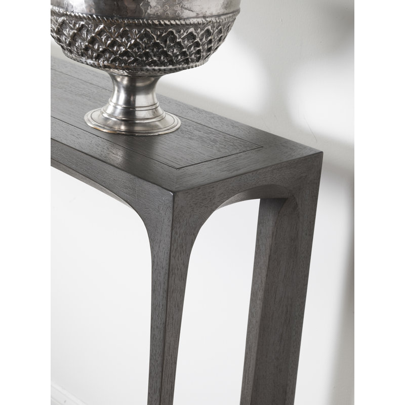 Gray Wood Transitional Console Table with Storage