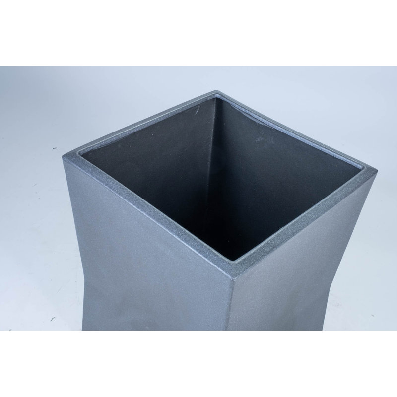 Satin Gun Metal Square Planter - Polyethylene & Stainless Steel