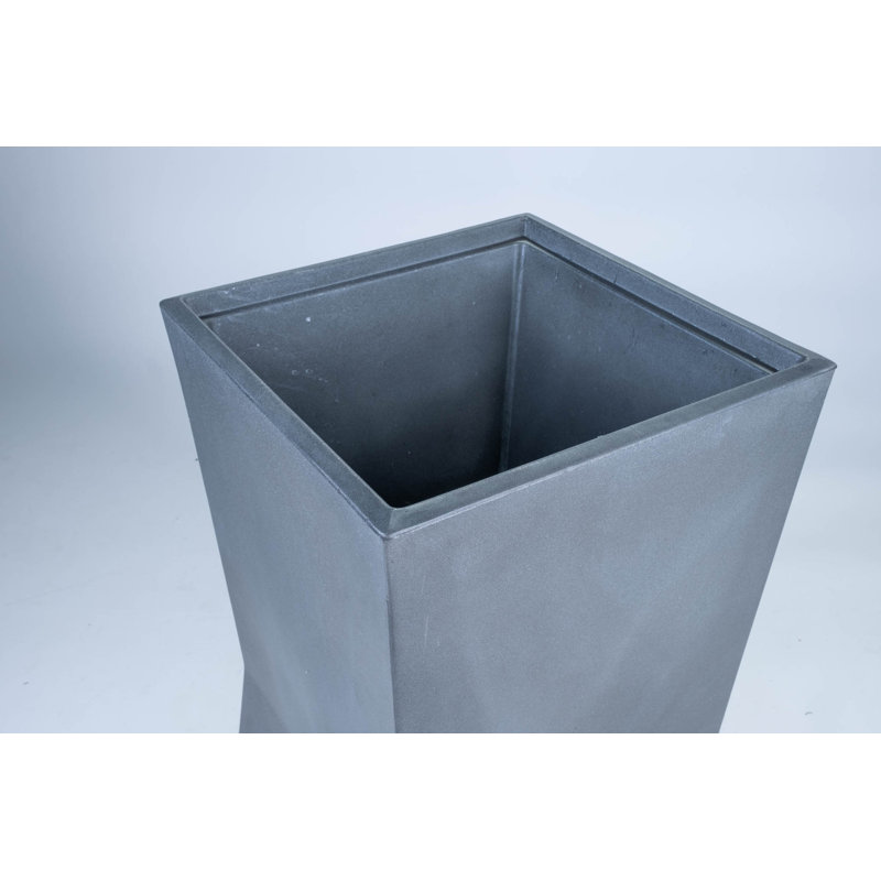 Satin Gun Metal Square Planter - Polyethylene & Stainless Steel