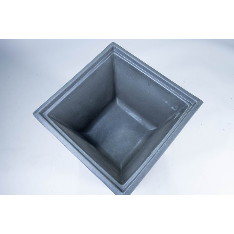 Satin Gun Metal Square Planter - Polyethylene & Stainless Steel