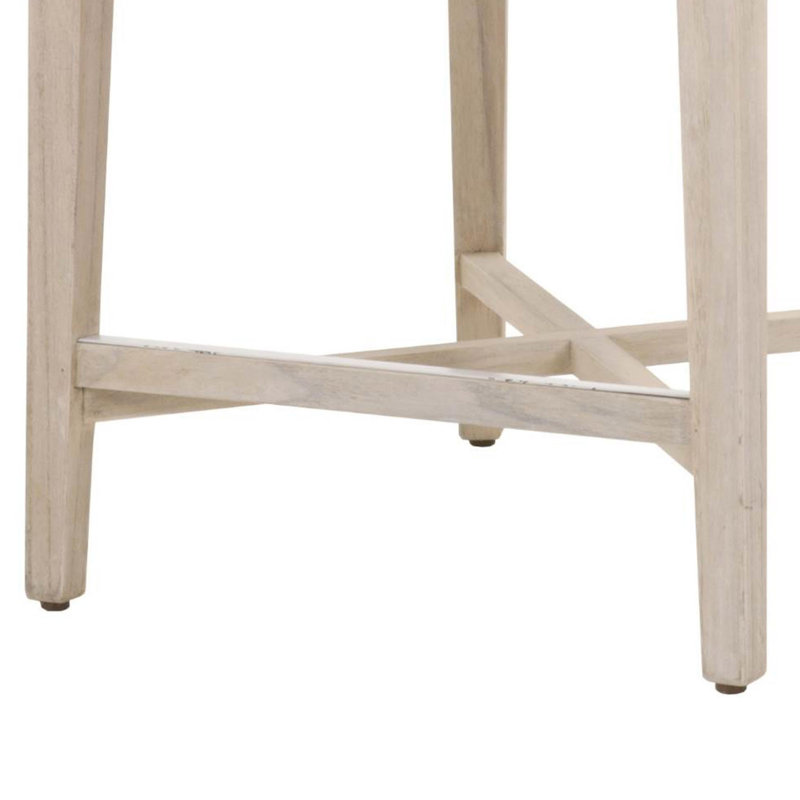 Light Gray Wood and Metal Bar Stool with Upholstered Seat