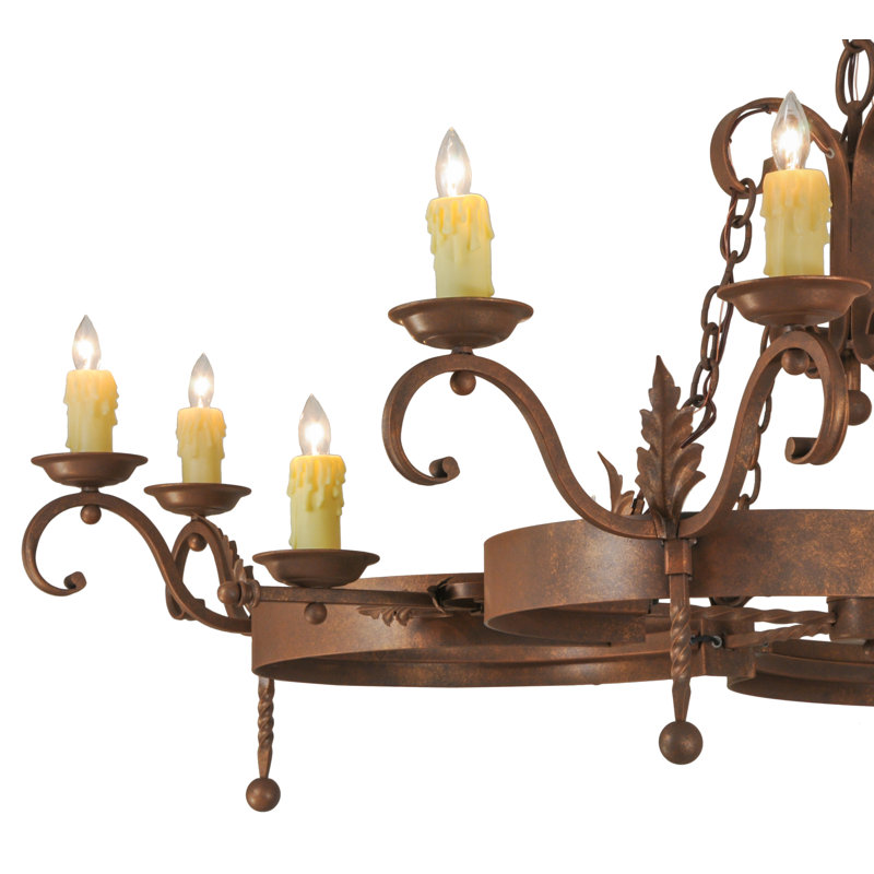 Antique Rust 12-Light Iron Candle Chandelier