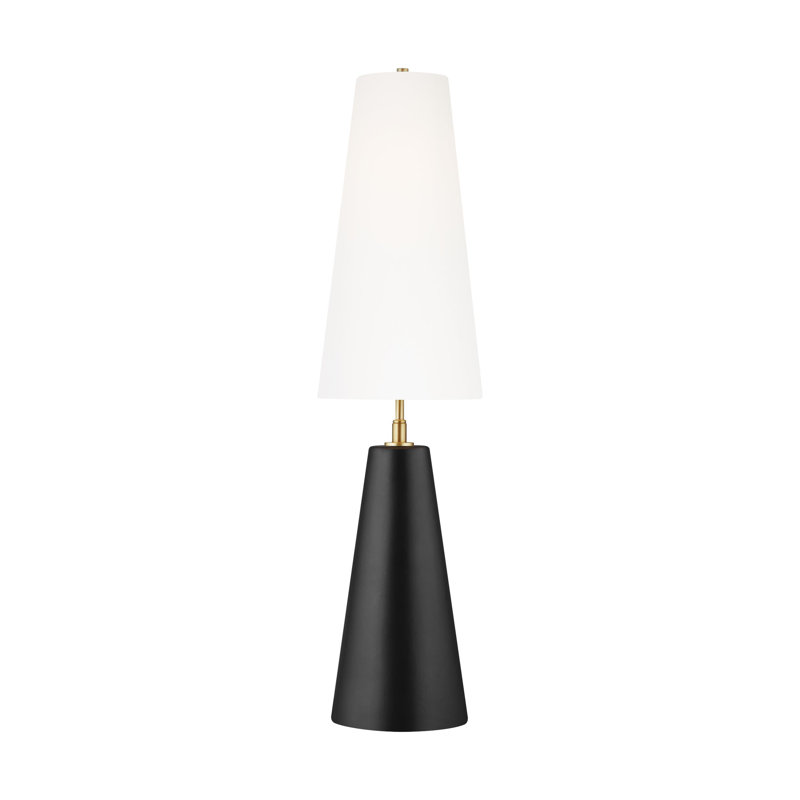 Adjustable Black and White Linen Table Lamp with Cone Base
