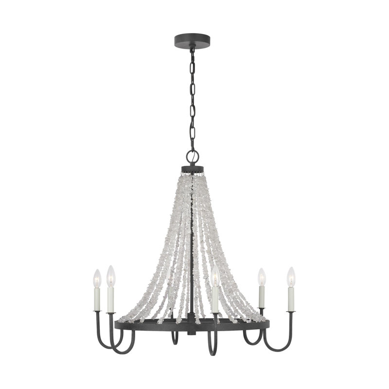 Leon 30" Dark Weathered Zinc Crystal Chandelier