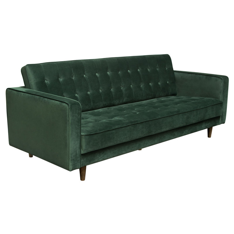 Hunter Green Velvet Tufted 86'' Sofa with Wood Legs