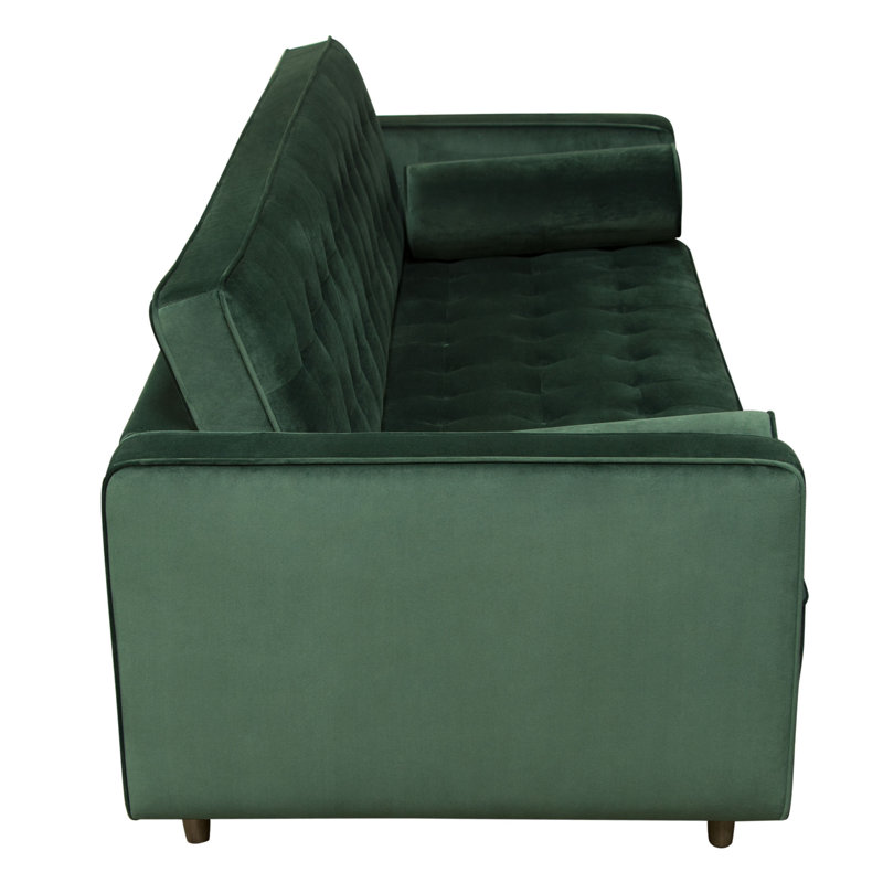 Hunter Green Velvet Tufted 86'' Sofa with Wood Legs