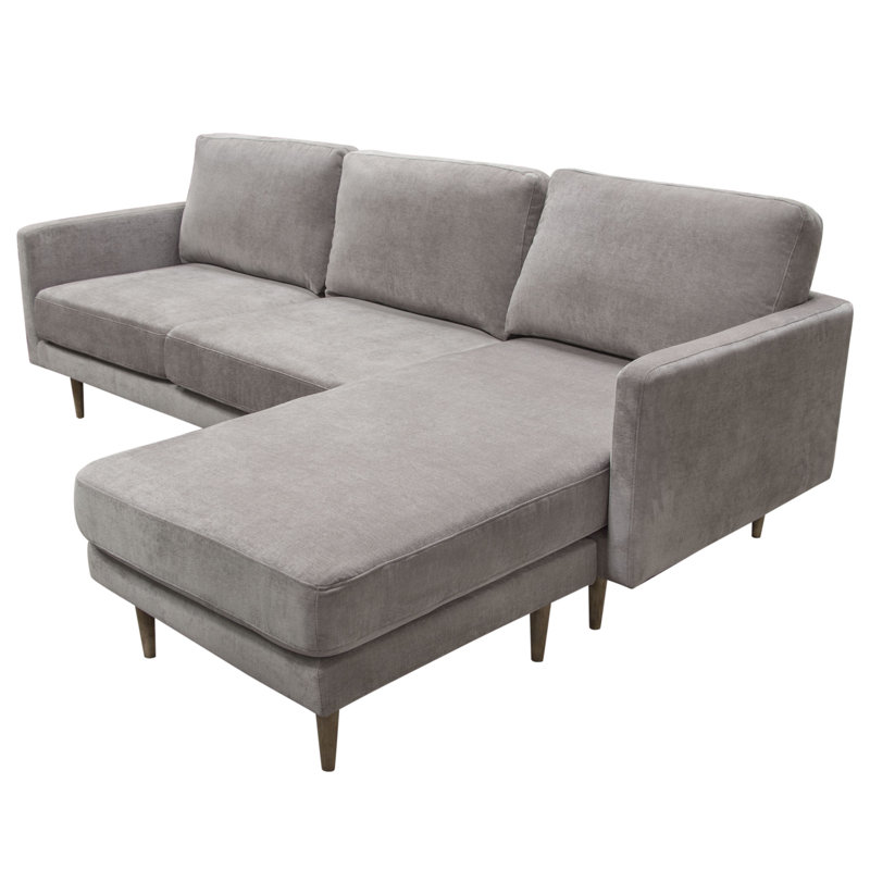Luxe Gray Polyester 2-Piece L-Shaped Sectional with Square Arms