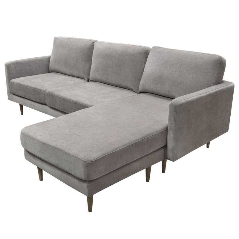 Luxe Gray Polyester 2-Piece L-Shaped Sectional with Square Arms
