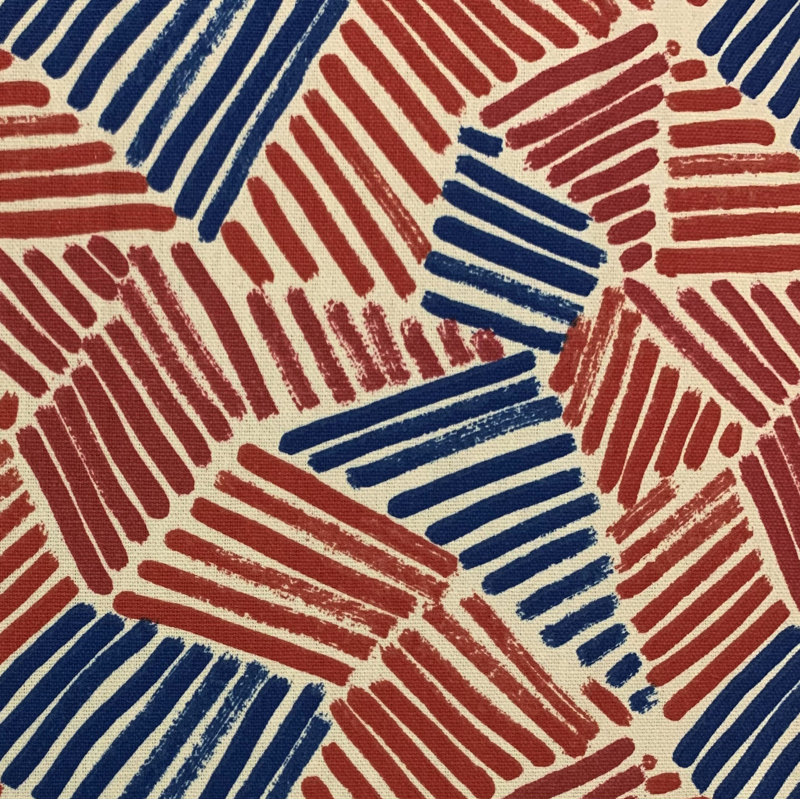 Red and Blue Geometric Cotton King Size Throw Pillow