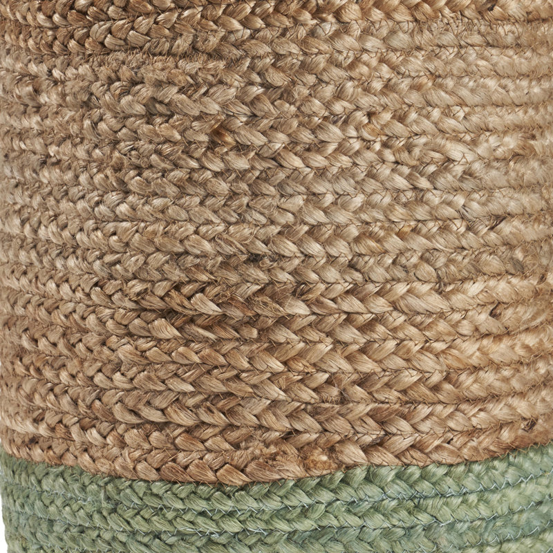 Seafoam Teal & Natural Jute Round Storage Basket 17" x 15"