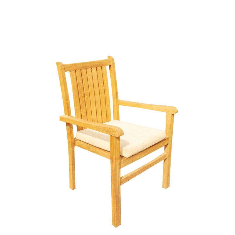 Set of 4 Natural Teak Stackable Outdoor Dining Chairs