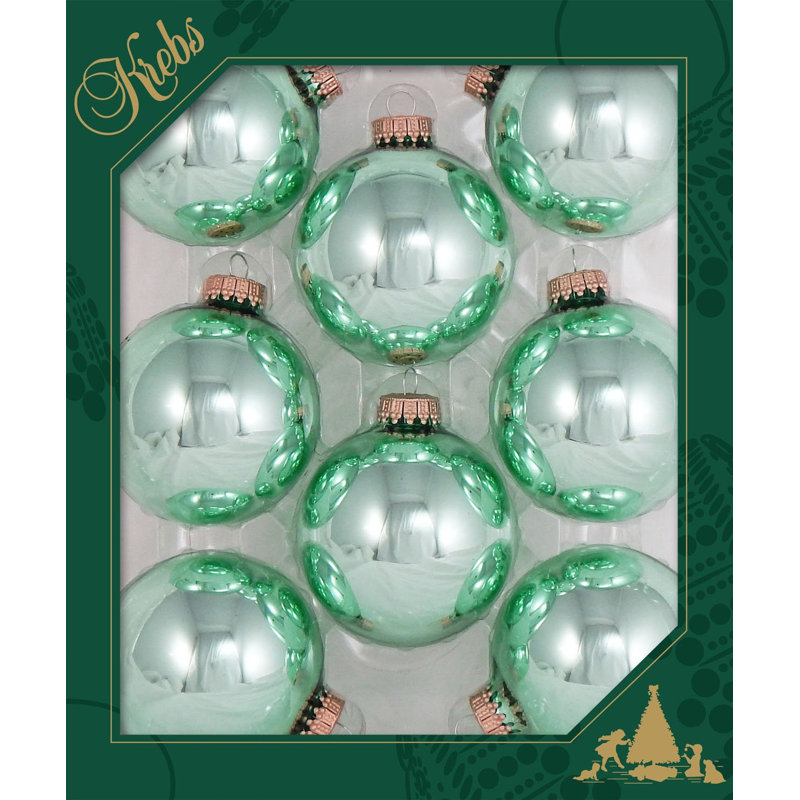 Set of 8 Seafoam Shine Glass Christmas Ornaments