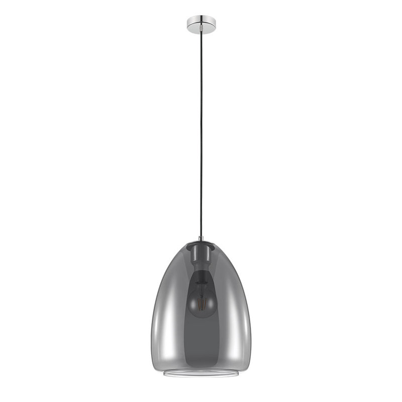 Matte Black Single Light Smoked Glass Pendant