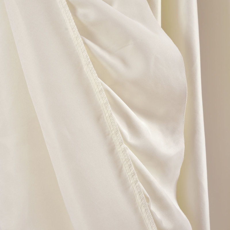 Pure White Ruffled Light-Filtering Cotton Polyester Curtains