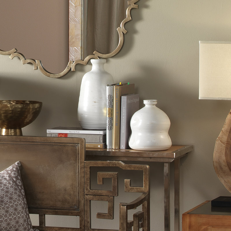 Matte White 14'' Ceramic Dimple Table Vase