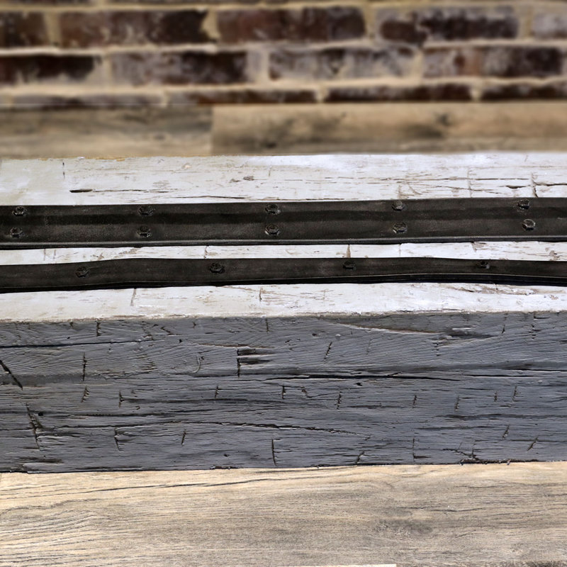 48" Rustic Flex Black Faux Iron Beam Strap with Decorative Bolts