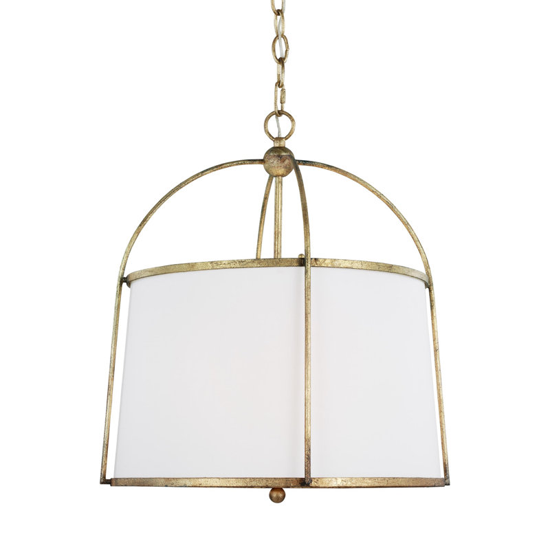 Antique Guild Steel Drum Pendant with White Shade
