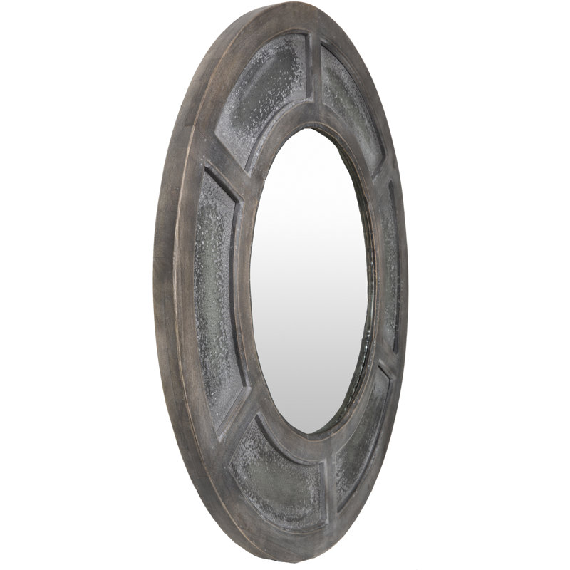 Round Natural Wood 36" Wall Mirror
