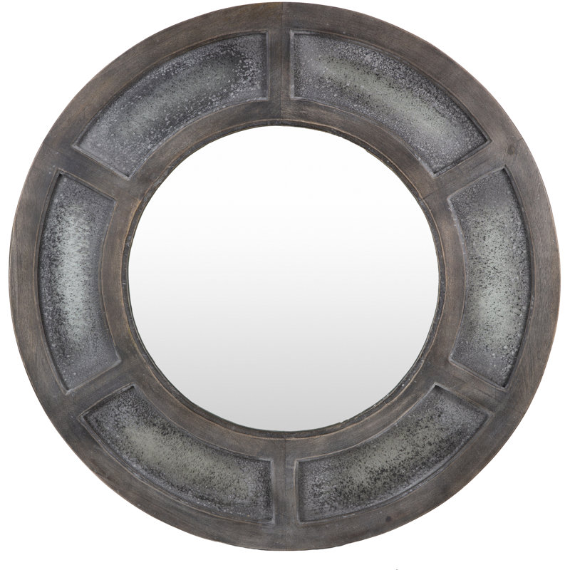 Round Natural Wood 36" Wall Mirror