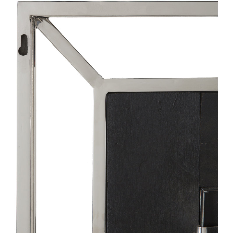 Allure Rectangular 32" Wood and Metal Wall Mirror in Silver and Gold