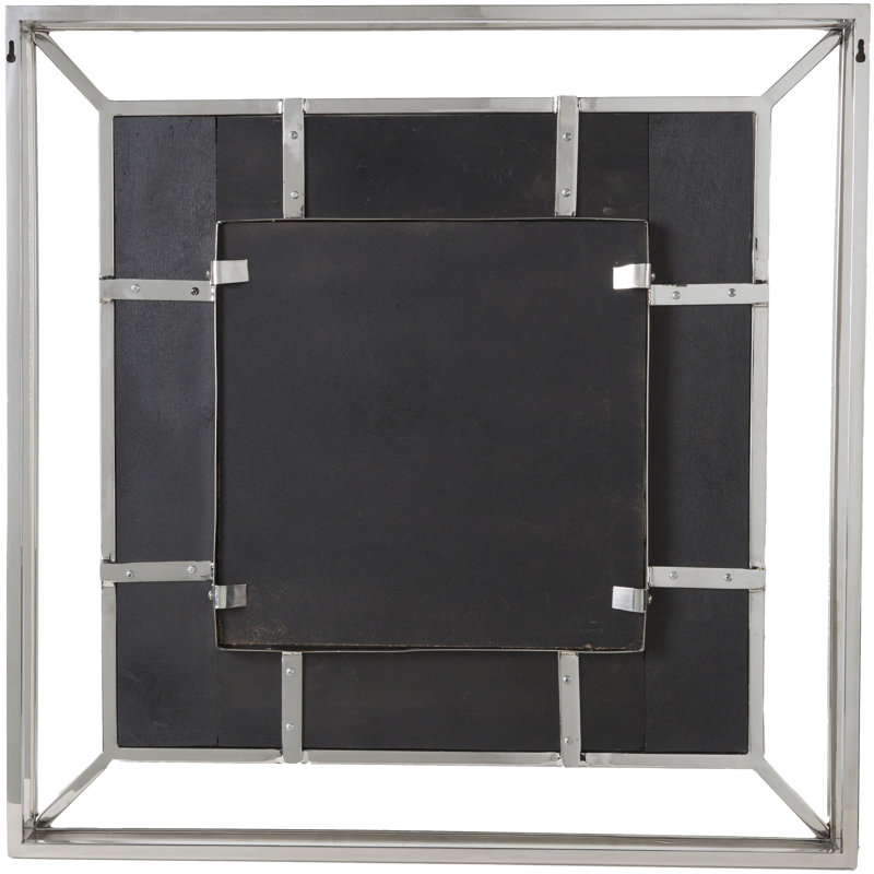 Allure Rectangular 32" Wood and Metal Wall Mirror in Silver and Gold