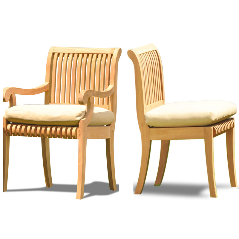 Teak 13-Piece Extendable Rectangular Dining Set with Stackable Chairs