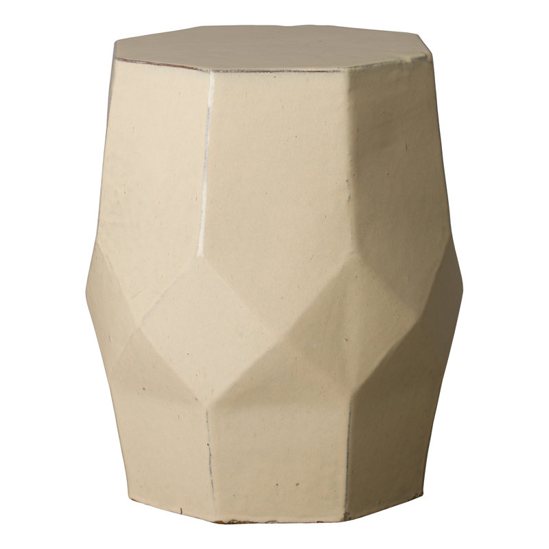 Cream Ceramic Octagon Matrix Garden Stool