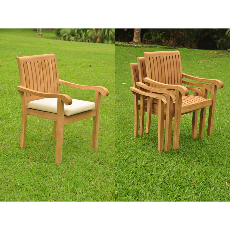 Aspen Teak Wood Stackable Outdoor Dining Armchair Set