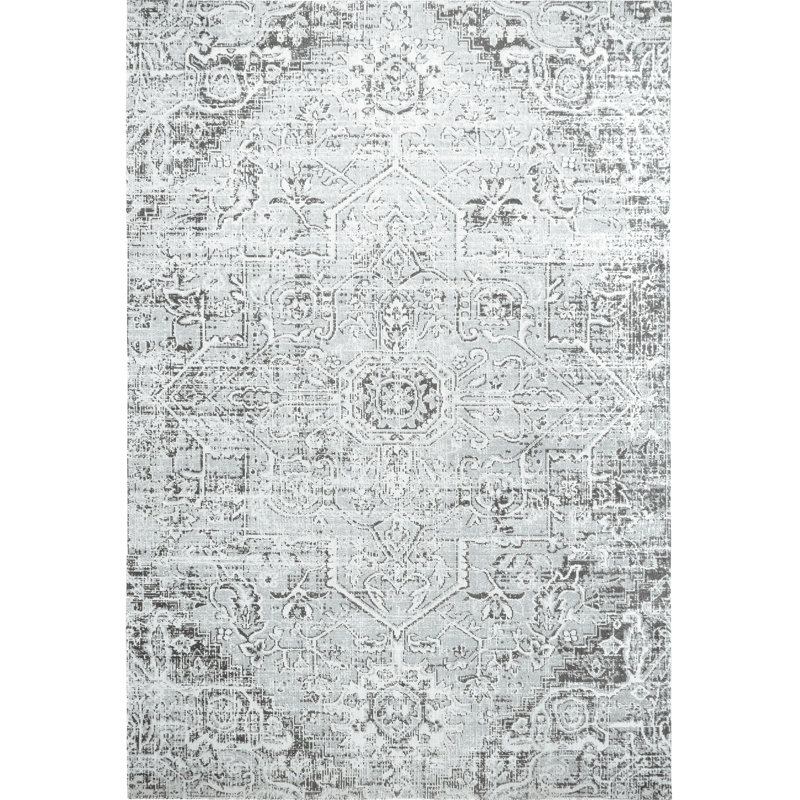 Sofia Fleur Gray Medallion Indoor/Outdoor Area Rug