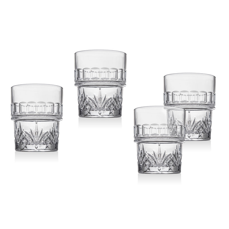 Dublin Clear Crystal Stackable 10oz Whiskey Glass Set