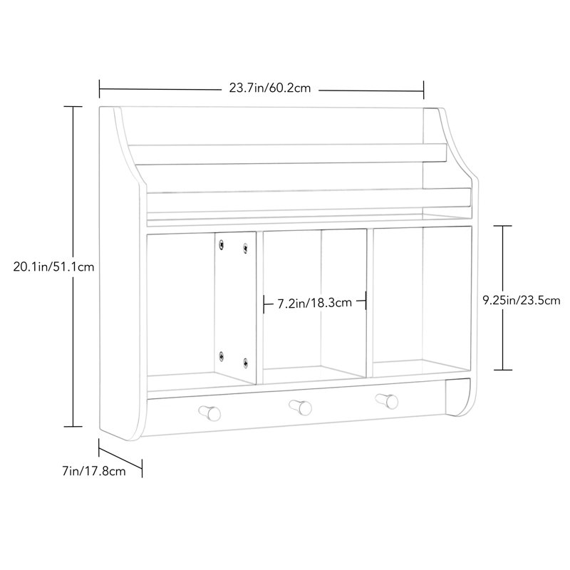 Playtime White Wall-Mounted Shelf with Bookrack and Cubbies for Kids