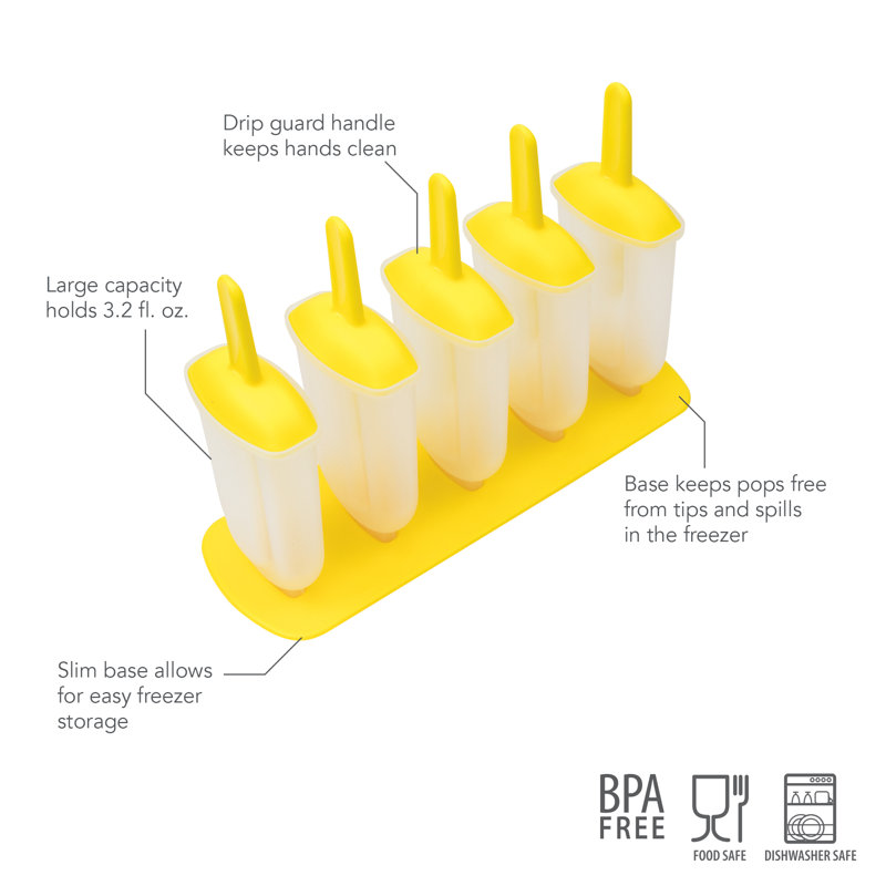 Yellow Classic Popsicle Mold Set with Drip Guards