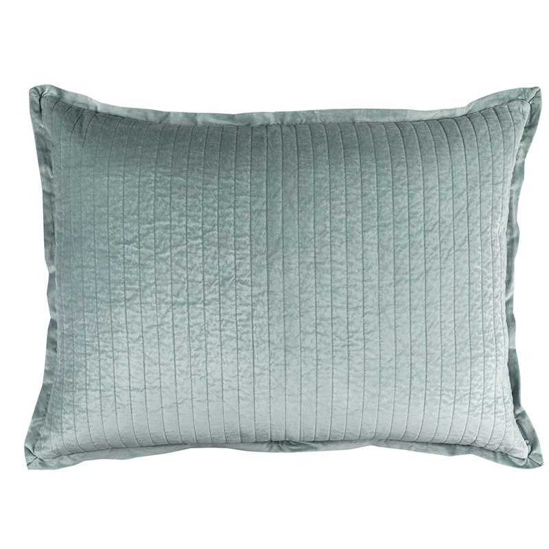 Sky Blue Quilted Velvet Luxe Euro Pillow