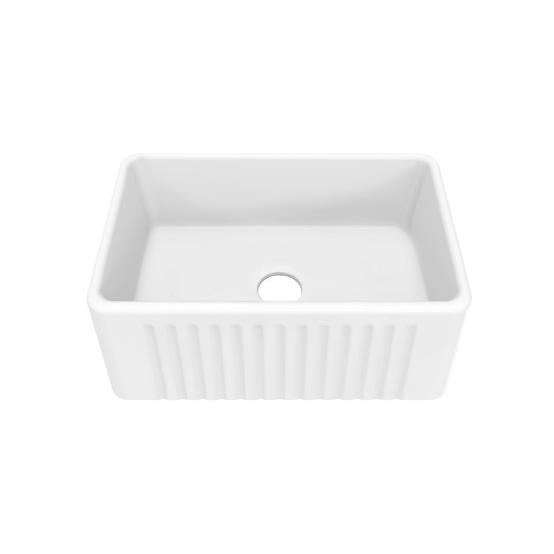 Delice 24 x 18 White Ceramic Farmhouse Kitchen Sink with Apron