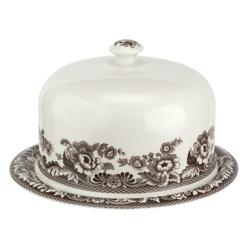 Round Ceramic Woodland Turkey Serving Platter with Dome